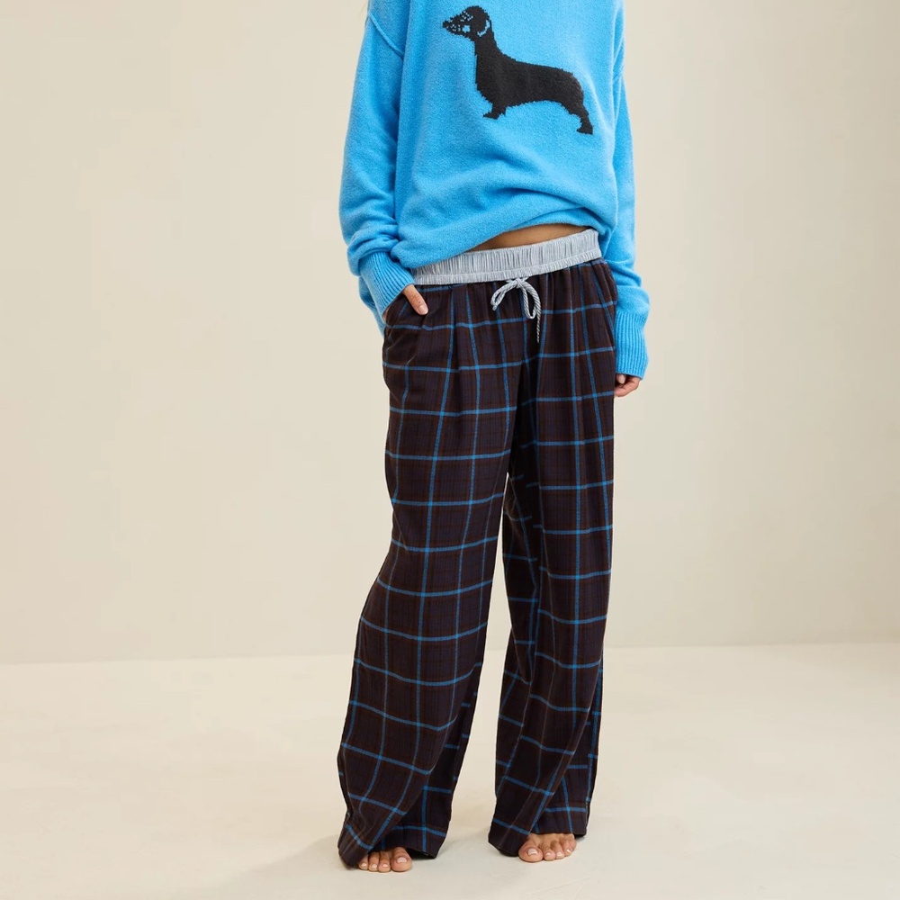 Aerie Brown & Blue Plaid Lounge Pajama Pants